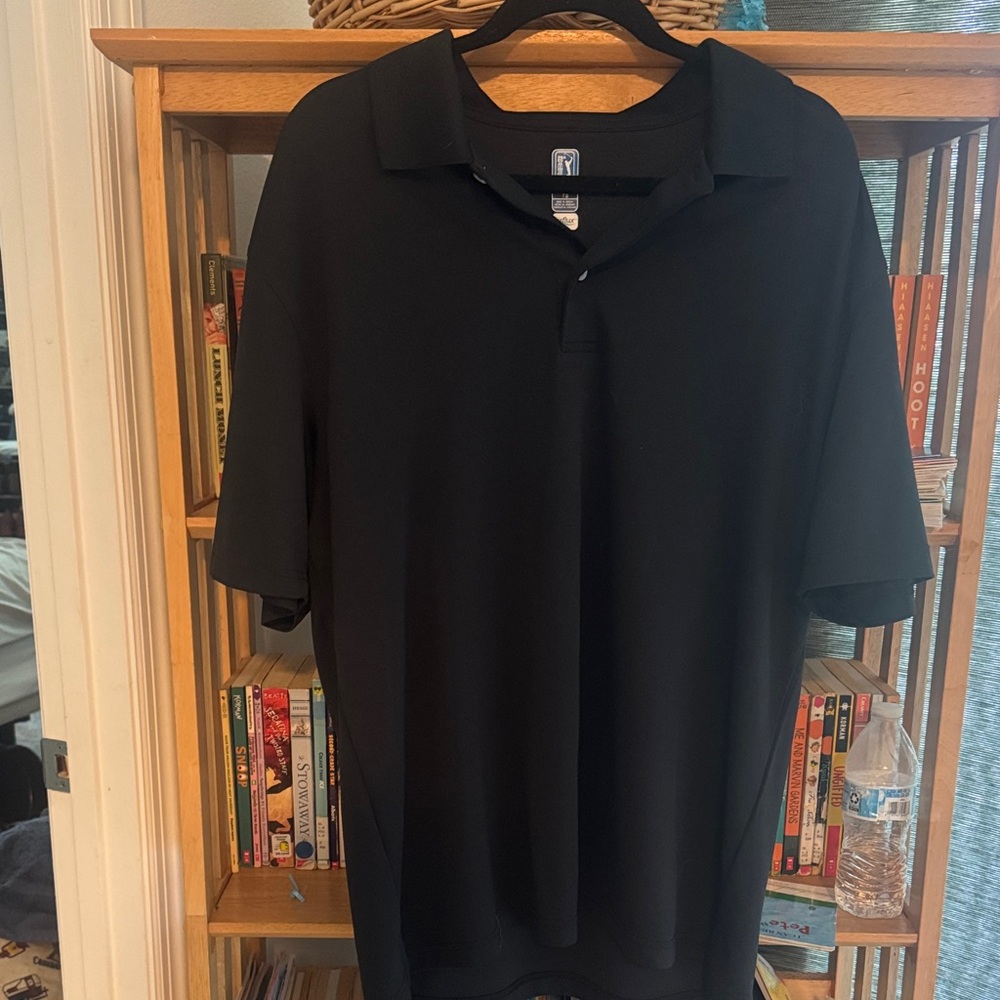 PGA Tour Men's Black Short-Sleeve Polo